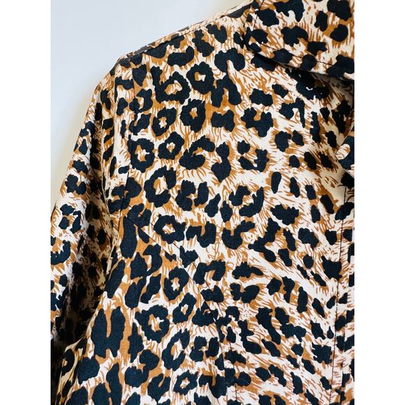 Y2K Leopard Print Coat Size Small Lightweight Pockets Midi Fit Bratz Era - Picture 3 of 9